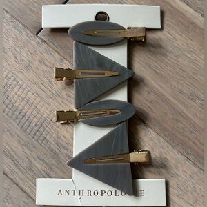 Anthropologie Geometric Alligator Hair Clips NWT